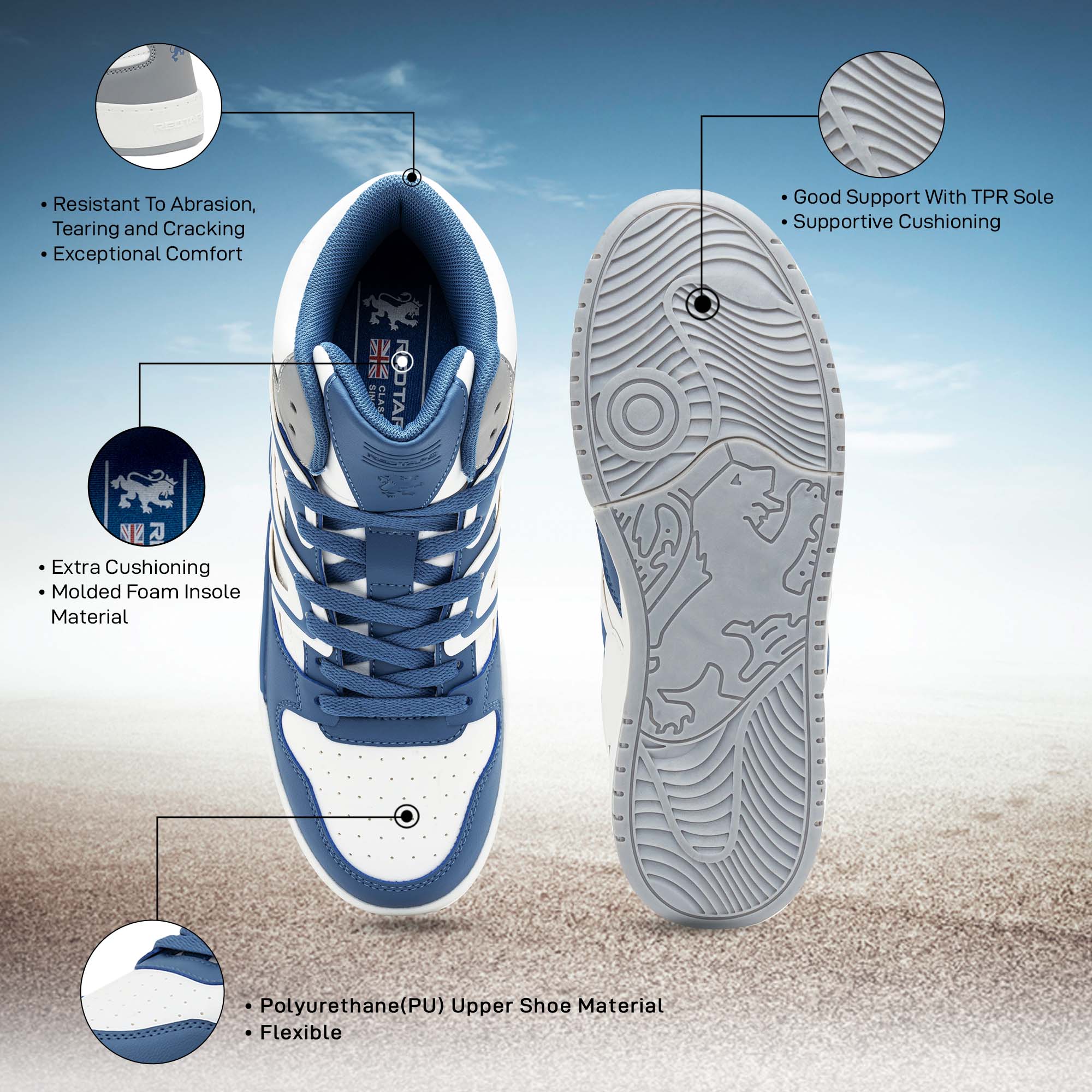 Casual Sneaker Shoes for Men ।Color-Blue ।Brand-Red Tape thumbnail 3